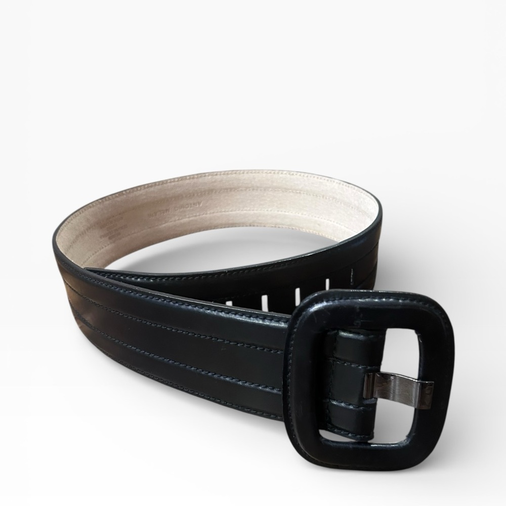 Antonio Melani Black Genuine Leather Wide Belt Women’s Size Medium - Picture 7 of 12